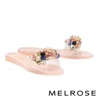 在飛比找momo購物網優惠-【MELROSE】繽紛絢麗珍珠花朵平底拖鞋(粉)