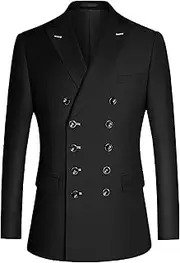 [Generic] Men's Prom Double Breasted Tuxedo Coat Solid Color Tuxedo Suit for Men Classic Suit Jacket Double Breasted