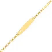 9ct Gold 14cm Figaro 1+1 Oval I.d. Bracelet