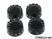*NEW 4 CONTROL KNOBS for Gibson Les Paul 6mm Shaft Push On Speed Black Knurled