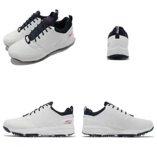 【SKECHERS】高爾夫球鞋 Go Golf Torque-Pro 男鞋 防水 高回彈 瑜珈鞋墊 避震 緩衝 白 藍(214002-WNV)