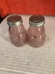 NEW Pink Glass Shaker Jars w/ Lids Set of 2 Modern Cottage. DWK