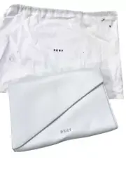 NWT DKNY White Leather Clutch Bag Hand Holder and Dustbag Designer GIFT Party
