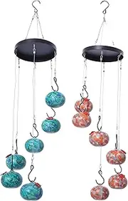 Snblzhef 2 Piece Wind Chime Bird Feeder, Outdoor Bird Feeder Iron Charming Wind Chime Bird Feeder