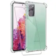 For Samsung Galaxy S20 FE 5G Case Shockproof Tough Air Cushion Gel Crystal Clear Transparent Bumper Cover + FREE Tempered Glass Screen Protector