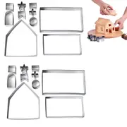 2 Sets 10Pcs Gingerbread House Cookie Cutter Set Mini Christmas House Cookie Cutter Kit Christmas Biscuit Mold