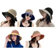 Women Mesh Top for Sun Visor Beach Hat Split Wide Brim Bowknot Sunscreen Bucket