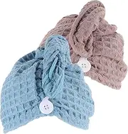 Happyyami 2Pcs Microfiber Hair Drying Towel Super Absorbent Hair Wrap Fast Drying Hat