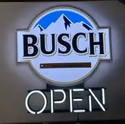 New Busch Light OPEN Beer LED Iconic Sign Not Neon Or Tap Handle Budweiser