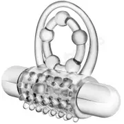 Stay Hard Vibrating Super Clitifier Clear 3 in 1 Cockring