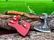 Handmade Carbon steel Viking Axe With Sheath Hunting, Outdoor Camping, Hiking AU