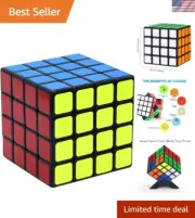 High-Speed 4x4 Black Cube - Precision Corner Cutting, Smooth Turns
