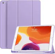 Soke Case for iPad 9th Generation 2021/8th Gen 2020/7th Gen 2019 with Pencil Holder - Premium Shockproof Case with Soft TPU Back Cover & Auto Sleep/Wake for iPad 10.2 Inch, Lilac