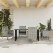 5 Piece Garden Dining Set Grey and Black Poly Rattan and Steel AU Stock Ou