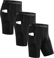 [Roadbox] Compression Shorts for Men 3 Pack Cool Dry Athletic Workout Underwear Running Gym Spandex Baselayer Boxer Briefs