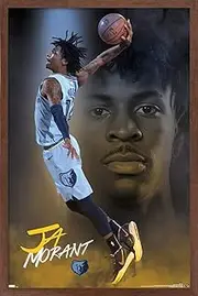 Trends International NBA Memphis Grizzlies-Ja Morant 20 Wall Poster, 14.725 in x 22.375 in, Mahogany Framed Version
