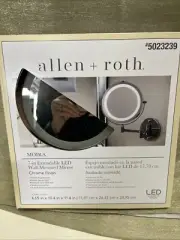 Allen & Roth 4.65” x 11.4” Chrome Extendable LED Mirror Magnifying Wall Mount