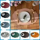 Oval Retro Placemat PU Leather Dining Table Pad Tablemat Tableware Mat Plate