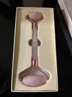 Pink Rose Quartz Facial Roller Rose Tone Massager for Face & Body –Natural Stone