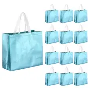 Reusable Gift Bags Blue Tote Glossy Grocery Shopping Bag with Handles 60Pcs