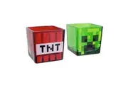 2pc Minecraft Creeper Mob & TNT Block Glass Tumblers Drinking Glasses Green Red