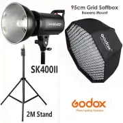 Godox SK400II Photo Studio Strobe Flash Light + 95cm Octagon Softbox + 2M Stand