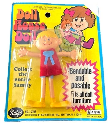 Natgo Nat Gottlieb Dollhouse Rubber Boy Doll- Flat Bendable Posable #L-2708 New
