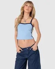 EDIKTED Womens Francesca Contrast Tank Top LIGHT-BLUE