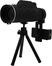 LALAFINA 1 Set Cell Phone Camera Telescope with Tripod Compact Single Tube Magnifier for Enhanced Color Reproduction and Sharp Imaging for Mobile Photography Black
