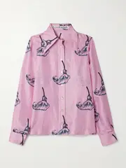 [ALIX OF BOHEMIA] ALIX OF BOHEMIA - Dolly Floral-print Crinkled-silk Shirt - Pink - medium medium Pink