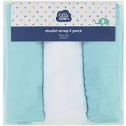 Little One's Muslin Wraps Assorted 3 pack