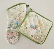 William Sonoma Beatrix Potter PETER RABBIT OVEN MITT & POT HOLDER Set $40 NWT