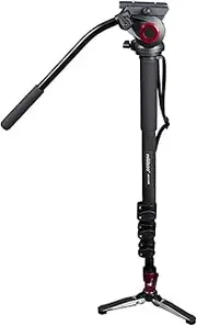 MTT705B Carbon Fiber Portable Fluid Head Camera Monopod for Camcorder/DSLR Stand Professional Video Tripod 72" Max Height with 10 Kilograms Max Load Capacity Compact with Manfrotto Monopod