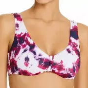NWT Aqua Swim Knotted Front Tie Dye Bikini Top Large in Star Print
