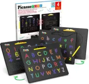 Picassotiles 2PK 4-In-1 Magnetic Drawing Board 12X10 Inch Large Magnet Tablet...