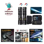 Rechargeable Magnetic Flashlight 20000 High Lumens - 1500 Meters Long Beam Su...
