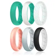 Silicone Wedding BR Solid Ring Set - Turquoise by ROQ for Women - 6 x 11 mm Ring