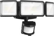 Battery Powered LED Flood Light 1500Lm Motion Sensor Security Lights Black