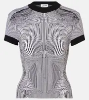 [Jean Paul Gaultier] Jean Paul Gaultier Morphing Pinstripe jacquard jersey top AU 12 black