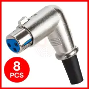 8 Pack 90 Degree XLR 3 Pin Female Connector Right Angle Microphone Cable Jack