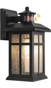 Motion Sensor Porch Light Dusk to Dawn Outdoor Wall Lantern Black Exterior Sconc