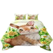 Cute Animal Art Bunny in the Flower Garden Coverlet