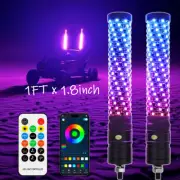 2x 1FT RGB Fat Spiral Whip Light Antenna Turn Signal For POLARIS RZR DUNE BUGGY