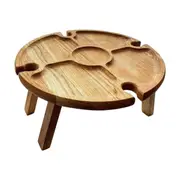 Only 1 Outdoor Portable Solid Wood Wooden Picnic Wine Table with Retractable Legs