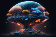 Mushroom UFO UV tapestry, Blacklight Reactive Psychedelic Tapestry, DMT Art