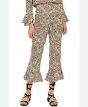 NEW TopShop Animal Print Leopard Trouser Pants Ankle Ruffle Frill Hem Size US 6