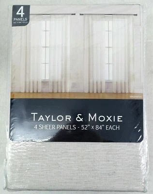 Sheer Window Curtains by Taylor & Moxie, Cosmo, 4-pack, Venetian Natural
