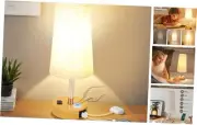 Touch Control Bedside Table Lamp for Bedroom, 3 Way Dimmable with USB C
