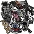 Dark Embroidered Applique Iron On Patches for Clothing, Rock Band Patches for...