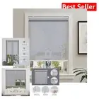 Elegant Grey Cordless Roller Shades - Light Filtering Solar Screen Blinds 42"W